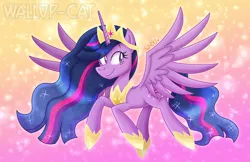 Size: 3000x1940 | Tagged: safe, artist:thewallop-cat12, derpibooru import, princess twilight 2.0, twilight sparkle, twilight sparkle (alicorn), alicorn, pony, the last problem, armor, breastplate, crown, horn, image, jewelry, older, older twilight, png, regalia, solo, spread wings, wings