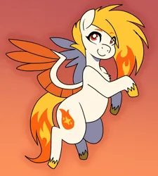 Size: 1572x1749 | Tagged: safe, artist:/d/non, derpibooru import, pegasus, belly, chest fluff, eyebrows, februpony, februpony 2023, flare (g5), flying, g5, image, looking up, orange hair, png, simple background, smiling, unshorn fetlocks, white fur