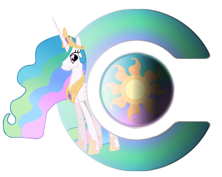 Size: 1403x1118 | Tagged: safe, anonymous artist, derpibooru import, princess celestia, alicorn, pony, c, celestia (program), cutie mark, derpibooru exclusive, female, image, mare, namesake, parody, photoshop, png, pun, simple background, solo, sun, transparent background, vector used, visual pun