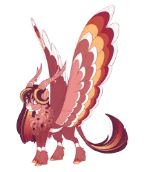 Size: 3500x4000 | Tagged: safe, artist:gigason, derpibooru import, oc, oc:hunter, unofficial characters only, pony, colored wings, horns, image, male, multicolored wings, offspring, parent:the great seedling, parent:twilight sparkle, png, simple background, solo, transparent background, wings