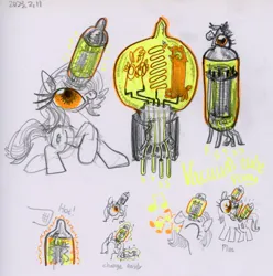 Size: 3500x3523 | Tagged: safe, artist:ja0822ck, derpibooru import, ponified, object pony, original species, pony, image, jpeg, traditional art, vacuum tube