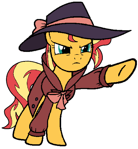 Size: 525x569 | Tagged: safe, artist:noikincade67, derpibooru import, sunset shimmer, pony, unicorn, clothes, detective, female, hat, image, png, simple background, solo, transparent background