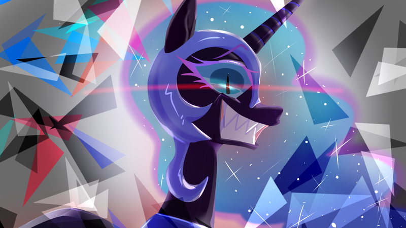 Size: 1920x1080 | Tagged: safe, artist:jully-park, derpibooru import, nightmare moon, princess luna, alicorn, pony, digital art, female, glow, glowing eyes, half body, horn, image, mare, png, solo, solo female