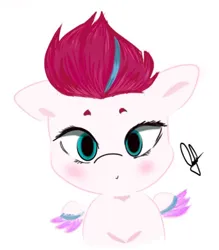 Size: 542x620 | Tagged: safe, artist:mango_moon190, derpibooru import, zipp storm, pegasus, pony, blushing, female, g5, image, looking at you, mare, png, simple background, smiling, smiling at you, solo, spread wings, white background, wings