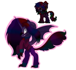 Size: 685x633 | Tagged: safe, artist:brybrychan, derpibooru import, oc, unofficial characters only, alicorn, bat pony, bat pony alicorn, pony, pony town, bat wings, clothes, duo, horn, image, png, rearing, simple background, transparent background, wings