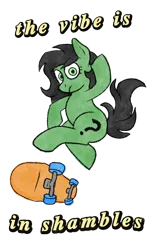 Size: 1660x2736 | Tagged: safe, artist:lunar harmony, oc, oc:anonfilly, pony, female, filly, image, looking at you, png, skateboard, solo, vibe