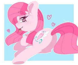 Size: 480x398 | Tagged: safe, artist:kojarmax, derpibooru import, oc, oc:annisa trihapsari, unofficial characters only, earth pony, pony, :p, adorasexy, annibutt, bedroom eyes, blue background, butt, cute, earth pony oc, female, heart, image, jpeg, long hair, looking at you, mare, needs more jpeg, plot, sexy, simple background, smiling, smiling at you, solo, solo female, tongue out