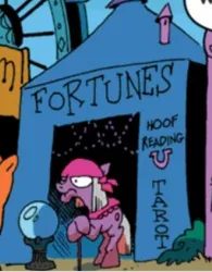 Size: 242x310 | Tagged: safe, artist:andypriceart, derpibooru import, idw, unnamed character, unnamed pony, earth pony, pony, zen and the art of gazebo repair, spoiler:comic, spoiler:comic10, background pony, cane, clothes, crystal ball, elderly, female, fortune teller, image, mare, png