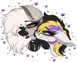 Size: 2141x1751 | Tagged: safe, artist:beamybutt, derpibooru import, oc, oc:devilvoice, bat pony, bat pony oc, bat wings, ear piercing, heart, image, looking at each other, looking at someone, piercing, png, simple background, transparent background, wings