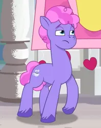 Size: 430x542 | Tagged: safe, derpibooru import, screencap, earth pony, pony, my little pony: tell your tale, spoiler:g5, spoiler:my little pony: tell your tale, spoiler:tyts01e44, cropped, frown, g5, image, lidded eyes, male, png, secret ad-mare-er, solo, stallion, sugarpuff lilac, unshorn fetlocks