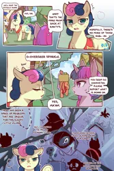 Size: 960x1440 | Tagged: safe, alternate version, artist:cold-blooded-twilight, derpibooru import, bon bon, sweetie drops, twilight sparkle, cold blooded twilight, comic:cold storm, armor, comic, dialogue, image, png, pony guard, speech bubble, thought bubble