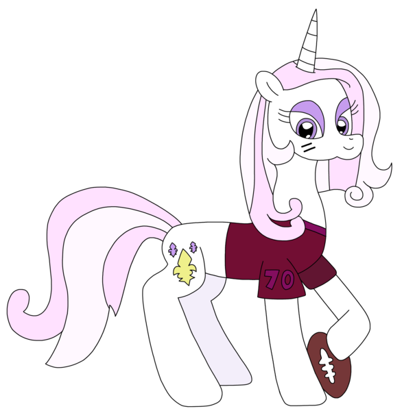 Size: 2376x2356 | Tagged: safe, artist:supahdonarudo, derpibooru import, fleur-de-lis, unicorn, clothes, football, image, jersey, png, simple background, sports, transparent background