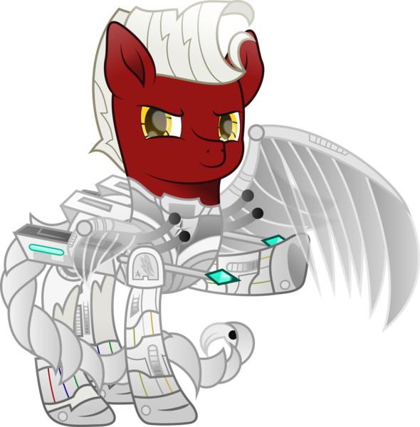 Size: 3416x3473 | Tagged: safe, artist:lincolnbrewsterfan, derpibooru import, oc, oc:lighthooves, unofficial characters only, cyber pony, cyborg, cyborg pony, earth pony, pony, fallout equestria, fallout equestria: project horizons, .svg available, alternate design, alternate hairstyle, amputee, armor, arrow, artificial wings, augmented, augmented tail, battle saddle, chestplate, cyber eye, cyber eyes, cyber legs, dart, dart launcher, diamond, energy weapon, fallout equestria oc, fanfic art, folded wings, gears, gem, glow, glowing eyes, guard, hair, highlights, hoof heart, hook, hose, image, inkscape, leg guards, level 4.5 (light model) (project horizons), lights, looking at you, male, mane, mechanical wing, metal, metal wing, movie accurate, narrowed eyes, no base, oc focus, oc villain, one leg raised, one wing out, panel, panels, png, powered exoskeleton, prosthetic limb, prosthetic wing, prosthetics, raised hoof, raised leg, scorpion tail, shading, simple background, smiling, smiling at you, snout, solo, spear, spread wings, squint, stallion, stallion oc, stars, tail, technology, transparent background, transparent wings, underhoof, vector, weapon, white mane, white tail, wings, wires, yellow eyes