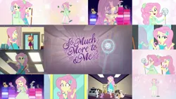 Size: 1280x721 | Tagged: safe, derpibooru import, editor:quoterific, angel bunny, fluttershy, sunset shimmer, equestria girls, equestria girls series, so much more to me, clothes, cute, dress, image, jpeg, lovebird, shoes, shyabetes, singing