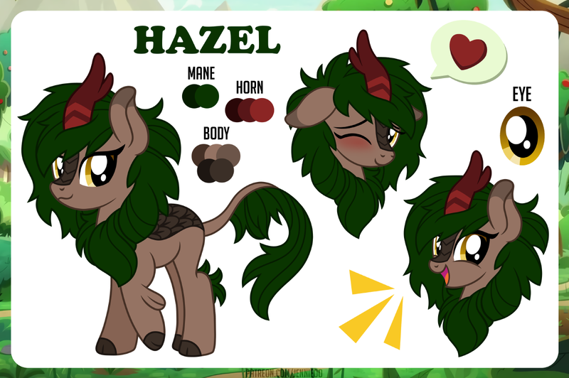 Size: 1200x798 | Tagged: safe, artist:jennieoo, derpibooru import, oc, oc:hazel, unofficial characters only, kirin, cute, happy, image, looking at you, one eye closed, png, quadrupedal, reference, reference sheet, show accurate, smiling, smiling at you, solo, vector, wink, winking at you