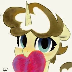 Size: 3508x3508 | Tagged: safe, artist:paintedskies, derpibooru import, oc, oc:paintedskies, unicorn, hearts and hooves day, holiday, image, jpeg, mouth hold, traditional art, valentine's day, watercolor painting