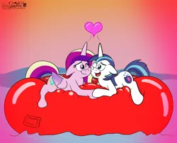 Size: 4094x3308 | Tagged: safe, artist:rupertbluefox, derpibooru import, princess cadance, shining armor, alicorn, pony, unicorn, cheek squish, couple, cute, cutedance, derpibooru exclusive, female, heart, hearts and hooves day, high res, holiday, image, inflatable, inflatable raft, lying down, male, mare, married couple, one eye closed, open mouth, png, prone, raft, shining adorable, shiningcadance, shipping, smiling, squishy cheeks, stallion, straight, valentine's day, water