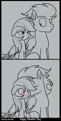 Size: 635x1259 | Tagged: safe, artist:josieluvpinku, derpibooru import, rainbow dash, soarin', pegasus, pony, blushing, comic, female, holiday, image, jpeg, kiss on the cheek, kissing, male, mare, shipping, soarindash, stallion, straight, valentine's day