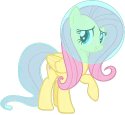 Size: 4480x4125 | Tagged: safe, artist:andoanimalia, artist:steamanddieselman, derpibooru import, edit, fluttershy, pegasus, pony, absurd resolution, cute, female, folded wings, helmet, image, mare, png, shyabetes, simple background, solo, space helmet, tail helmet, transparent background, vector, wings