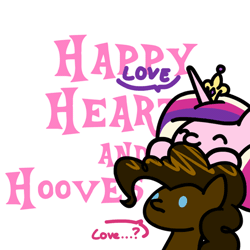 Size: 480x480 | Tagged: safe, artist:flutterluv, derpibooru import, pinkie pie, princess cadance, alicorn, earth pony, pony, animated, chocolate, duo, food, food transformation, gif, hearts and hooves day, holiday, image, nom, valentine's day
