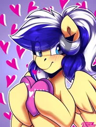 Size: 1200x1575 | Tagged: safe, artist:shadowreindeer, derpibooru import, oc, oc:animatedpony, pegasus, blushing, boosty reward, holiday, image, jpeg, reward, solo, valentine, valentine's day