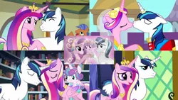Size: 1192x670 | Tagged: safe, artist:megalobronia, derpibooru import, edit, screencap, princess cadance, princess flurry heart, shining armor, a canterlot wedding, a flurry of emotions, the crystalling, the one where pinkie pie knows, collage, couple, image, png