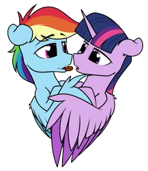 Size: 3300x3800 | Tagged: safe, artist:dacaoo, derpibooru import, rainbow dash, twilight sparkle, twilight sparkle (alicorn), alicorn, pegasus, pony, chocolate, female, food, heart, heart eyes, hearts and hooves day, holiday, hug, image, imminent kissing, lesbian, mare, png, shipping, simple background, transparent background, twidash, valentine's day, wingding eyes, winghug, wings