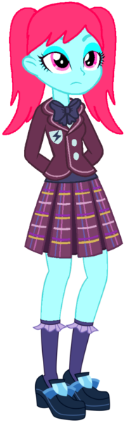 Size: 384x1246 | Tagged: safe, artist:rainbowstarcolour262, derpibooru import, oc, oc:diamond melody, unofficial characters only, human, equestria girls, bowtie, clothes, crystal prep academy, crystal prep academy uniform, crystal prep shadowbolts, image, pigtails, pink eyes, plaid skirt, pleated skirt, png, school uniform, shirt, shoes, simple background, skirt, socks, solo, standing, transparent background, twintails