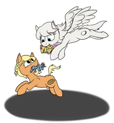 Size: 826x891 | Tagged: safe, artist:thebathwaterhero, derpibooru import, oc, oc:lavender, oc:maple dreams, unofficial characters only, earth pony, pegasus, pony, doll, earth pony oc, female, filly, foal, image, pegasus oc, playing, png, toy, wings