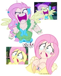 Size: 1232x1529 | Tagged: safe, artist:lazy-ale, derpibooru import, screencap, fluttershy, human, pegasus, pony, filli vanilli, the best night ever, clothes, crying, dress, faic, female, gala dress, humanized, image, jewelry, jpeg, open mouth, scene interpretation, screencap reference, simple background, white background, you're going to love me