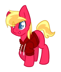 Size: 600x700 | Tagged: safe, artist:sinclair2013, derpibooru import, oc, oc:johnny, unofficial characters only, earth pony, pony, clothes, colt, foal, hoodie, image, male, nudity, png, sheath, simple background, solo, transparent background