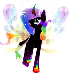 Size: 872x917 | Tagged: dead source, safe, artist:theshadowstone, derpibooru import, oc, oc:princess changeling rainbow magic pants, unofficial characters only, alicorn, bat pony, breezie, changeling, crystal pony, draconequus, hybrid, original species, umbrum, zebra, alicorn oc, alternative cutie mark placement, bat pony oc, bat wings, big crown thingy, breezie oc, changeling oc, crystal pony oc, crystal wings, crystallized, crystallized pony, curved horn, cutie mark magic, donut steel, draconequus oc, element of magic, ethereal mane, facial cutie mark, fusion, horn, horseshoes, hybrid oc, image, jewelry, joke oc, leonine tail, mary sue, older, png, regalia, simple background, solo, sombra eyes, tail, transparent background, vector, wings, zebra oc