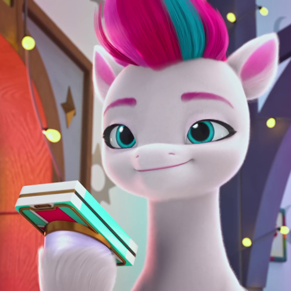 Size: 1080x1080 | Tagged: safe, derpibooru import, screencap, zipp storm, pegasus, pony, my little pony: make your mark, my little pony: make your mark chapter 2, spoiler:my little pony: make your mark, spoiler:my little pony: make your mark chapter 2, spoiler:myms01e05, cropped, female, g5, image, mare, mobile phone, phone, png, smartphone, solo, the cutie mark mix-up
