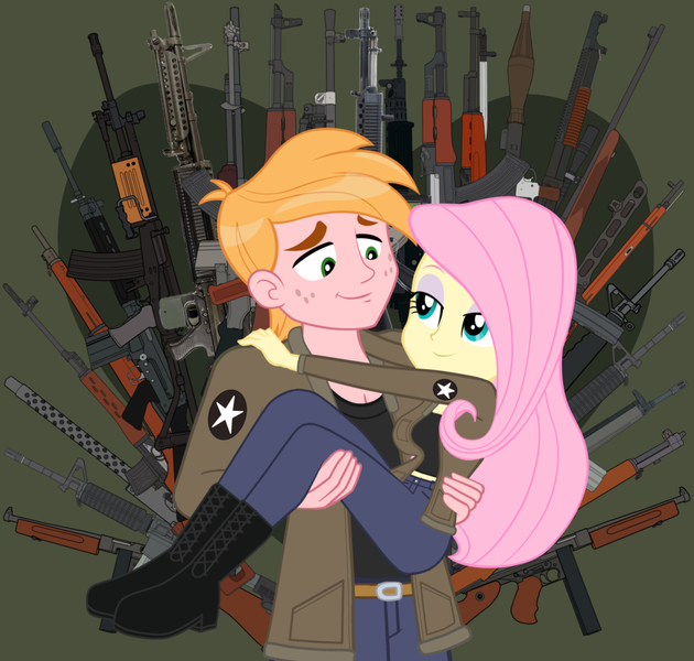 Size: 1000x952 | Tagged: safe, anonymous artist, artist:edy_january, derpibooru import, edit, vector edit, big macintosh, fluttershy, human, equestria girls, equestria girls series, assault rifle, bedroom eyes, big breasts, boots, breasts, bridal carry, busty fluttershy, carrying, clothes, female, fluttermac, girls und panzer, gun, heart, heart background, holding, holiday, image, jacket, link, link in description, looking at each other, looking at someone, machine gun, male, marine, marines, military, military uniform, png, rifle, saunders, shipping, shoes, smiling, smiling at each other, soldier, solo, straight, the legend of zelda, uniform, united states, usmc, valentine's day, vector, weapon