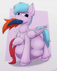 Size: 1283x1603 | Tagged: suggestive, artist:monycaalot, derpibooru import, oc, oc:fizakn catto, oc:giddy diddy, unofficial characters only, monster pony, original species, pegasus, pony, tatzlpony, abdominal bulge, fetish, image, male, png, simple background, vore, willing vore