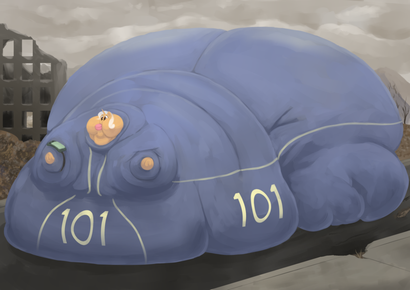 Size: 3271x2316 | Tagged: questionable, artist:lupin quill, derpibooru import, oc, oc:cinnamon bun, unofficial characters only, unicorn, fallout equestria, belly, belly bed, big belly, blob, butt, cake, chubby cheeks, clothes, eating, fat, fat fetish, fetish, food, horn, huge belly, huge butt, image, immobile, impossibly large belly, impossibly large butt, impossibly obese, jumpsuit, large butt, lineless, morbidly obese, obese, pipbuck, png, rolls of fat, tight clothing, unicorn oc, vault suit