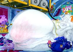 Size: 4907x3500 | Tagged: suggestive, artist:white-eyed vireo, derpibooru import, princess celestia, princess luna, princess twilight 2.0, twilight sparkle, twilight sparkle (alicorn), alicorn, pony, the last problem, banner, bariatric lift, belly, belly button, bellyrubs, big belly, bingo wings, bloated, blob, blobface, butt, chubby cheeks, chubbylestia, derpibooru exclusive, double chin, drone, eating, fat, fat ass, fat face, fat fetish, feeding tube, female, fetish, flabby chest, futuristic, hovercraft, huge belly, huge butt, image, immobile, impossibly large belly, impossibly large butt, impossibly large everything, impossibly obese, jpeg, large belly, large butt, mare, mobility scooter, morbidly obese, neck roll, obese, older, older twilight, princess moonpig, princess twilard 2.0, prone, rolls of fat, royal sisters, siblings, sisters, solo, stretchmarks, stuffed, stuffed belly, time skip, traditional art, triple chin, twilard sparkle