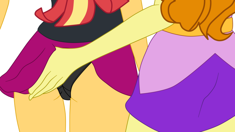 Size: 3377x1900 | Tagged: suggestive, artist:gmaplay, derpibooru import, adagio dazzle, sunset shimmer, equestria girls, bunset shimmer, butt, butt grab, butt touch, grope, hand on butt, hand on hip, image, molestation, personal space invasion, png, solo