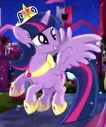 Size: 576x692 | Tagged: safe, derpibooru import, twilight sparkle, twilight sparkle (alicorn), alicorn, beautiful, commercial, crown, cute, element of magic, flying, hoof shoes, image, jewelry, png, regalia, wings