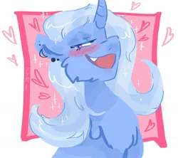 Size: 2048x1820 | Tagged: safe, artist:dmitrymemovznok, derpibooru import, trixie, pony, unicorn, bust, chest fluff, ear piercing, fluffy, heart, image, jpeg, open mouth, piercing, smiling, solo