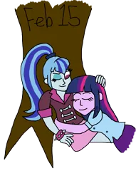 Size: 3000x3924 | Tagged: safe, artist:horroraceman93, derpibooru import, sonata dusk, twilight sparkle, equestria girls, female, femslash february, image, lesbian, png, shipping, sleeping, tree, twinata