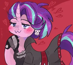 Size: 2048x1820 | Tagged: safe, artist:dmitrymemovznok, derpibooru import, starlight glimmer, pony, unicorn, :3, blushing, clothes, goth, heart, image, jpeg, smiling, solo