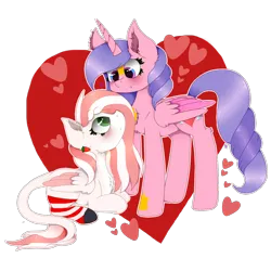 Size: 1300x1300 | Tagged: safe, artist:kathepart, derpibooru import, oc, oc:hearty love, alicorn, pegasus, couple, hearts and hooves day, image, png, simple background, transparent background