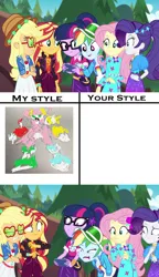 Size: 1617x2808 | Tagged: safe, derpibooru import, equestria girls, equestria girls series, festival filters, spoiler:eqg series (season 2), giant robot, image, jpeg, my style vs your style, pretty cure