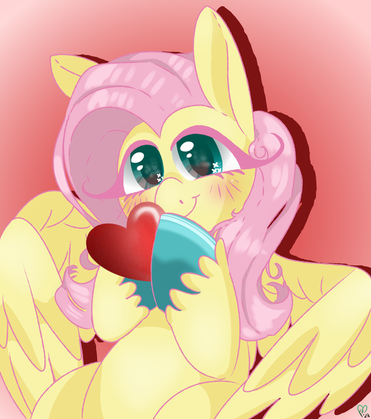 Size: 1000x1127 | Tagged: safe, artist:pagophasia, derpibooru import, fluttershy, pegasus, pony, blushing, colored hooves, cute, cutie mark eyes, daaaaaaaaaaaw, derpibooru exclusive, drop shadow, eye reflection, female, gradient background, happy, heart, hearts and hooves day, hoof hold, hooves together, image, impossibly long eyelashes, looking at you, mare, pink background, png, reflection, simple background, smiling, smiling at you, solo, unshorn fetlocks, weapons-grade cute, wingding eyes, wings