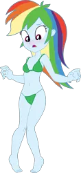 Size: 2545x5374 | Tagged: suggestive, artist:marcorulezzz, derpibooru import, rainbow dash, equestria girls, absurd resolution, barefoot, bikini, clothes, feet, female, image, looking down, open mouth, panties, png, simple background, solo, solo female, swimsuit, transparent background, underwear