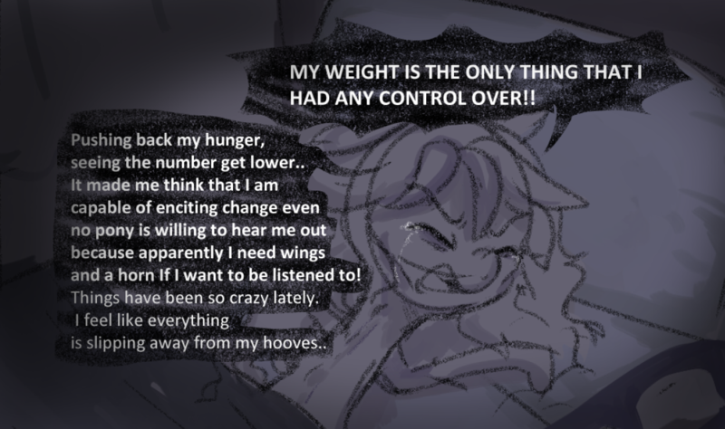 Size: 1167x691 | Tagged: safe, anonymous artist, derpibooru import, sunny starscout, series:anorexic sunny, anorexia, anorexic, bed, crying, g5, hospital bed, image, implied weight loss, png, skinny, spine, thin