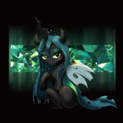 Size: 1000x1000 | Tagged: safe, artist:mdwines, derpibooru import, queen chrysalis, changeling, changeling queen, fanart, female, filly, foal, image, png, solo, younger