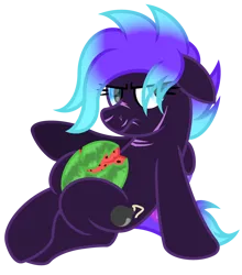 Size: 2823x3211 | Tagged: safe, artist:ponkus, derpibooru import, oc, oc:rad blast, pegasus, pony, fallout equestria, female, food, fruit, image, mare, png, scarred, simple background, solo, transparent background, watermelon