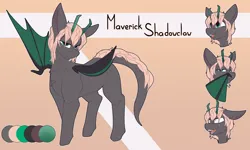 Size: 4500x2700 | Tagged: safe, artist:chapaevv, derpibooru import, oc, oc:maverick shadowclaw, pony, bat wings, commission, emoticon, female, feral, horns, image, looking at you, png, reference sheet, solo, tail, wings